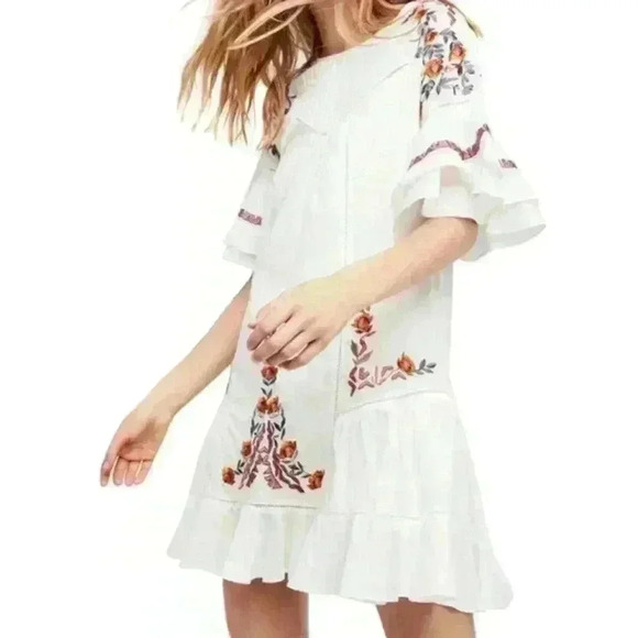 Free People Dresses & Skirts - Free People White Floral Embroidered Dress Size S for Woman!
